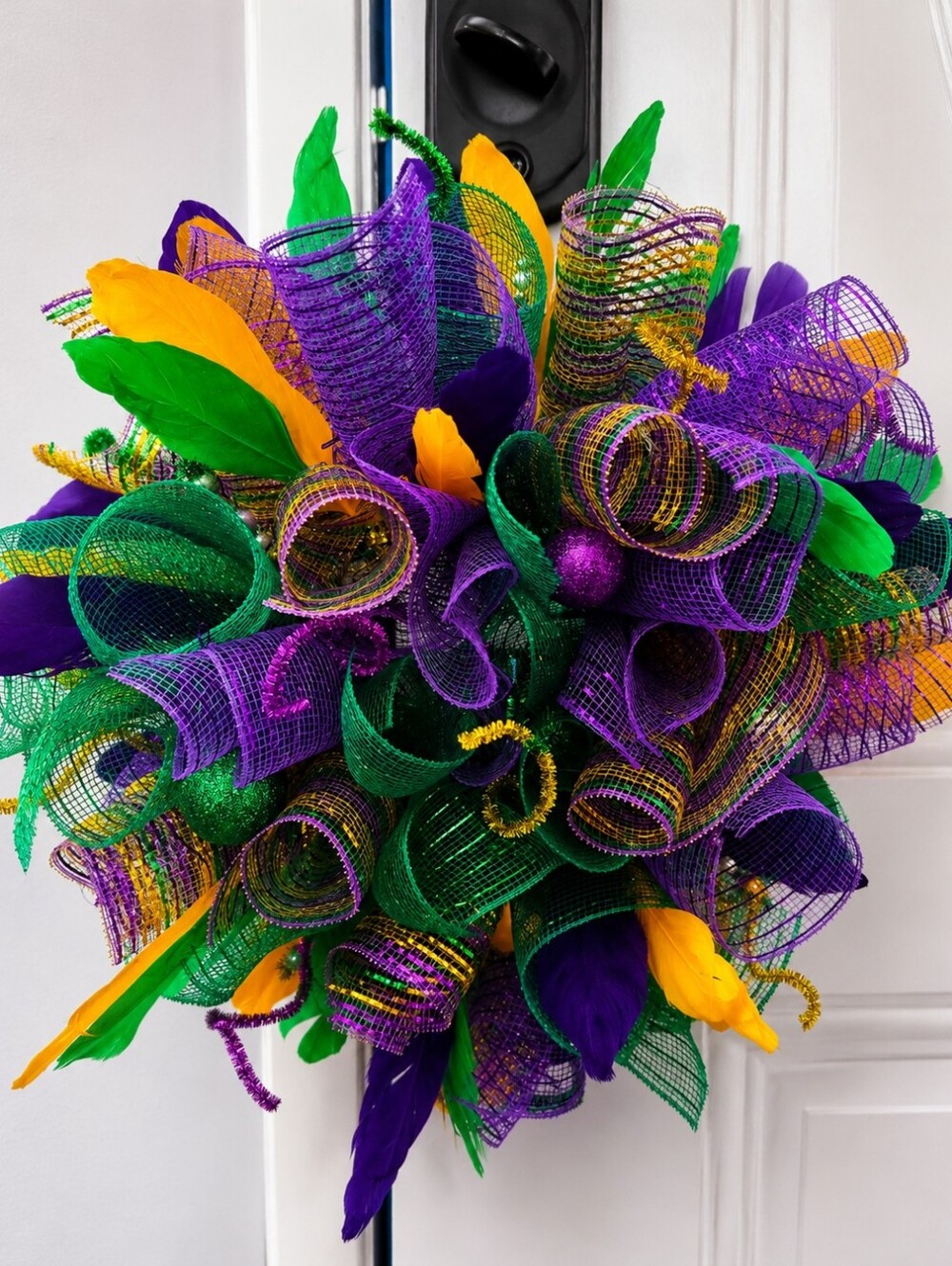 🎭 Mini Mardi Gras Door Wreath or Table Decor – Purple, Green & Gold 🎭